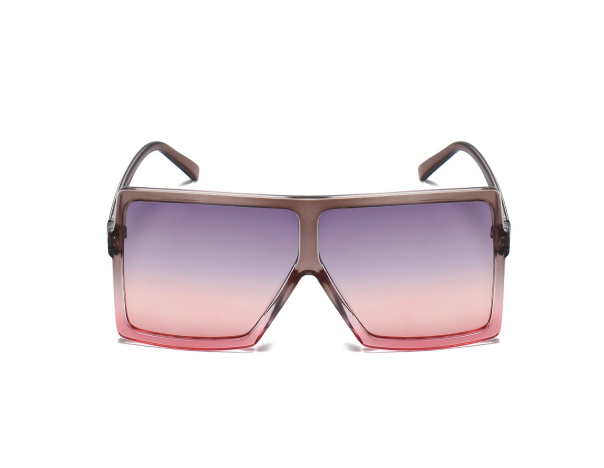 Gray Plush Fashion Hub Style 1669 sunglasses with rounded frames and dark lenses, stylish and trendy for sunny days.