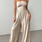 FitiqueFit high-waist wide-leg pants and tube top set in 6 colors, casualwear for sizes S to 2XL, styled together.