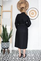 Lotus Linen women's waffle robe, lightweight quick-dry spa robe with comfortable texture, ideal for relaxing at home or spa use.