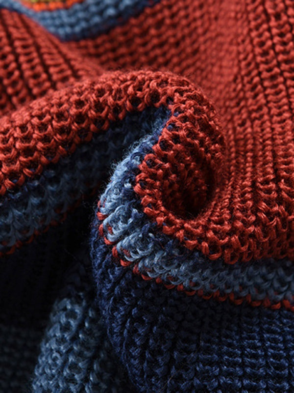 Close-up of knit fabric in the Button Casual Color Striped Cardigan.