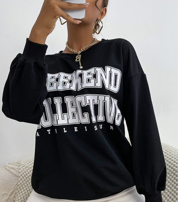 Women Casual Letter Print Hoodie Sweatshirt - Plush Fashion Shop #