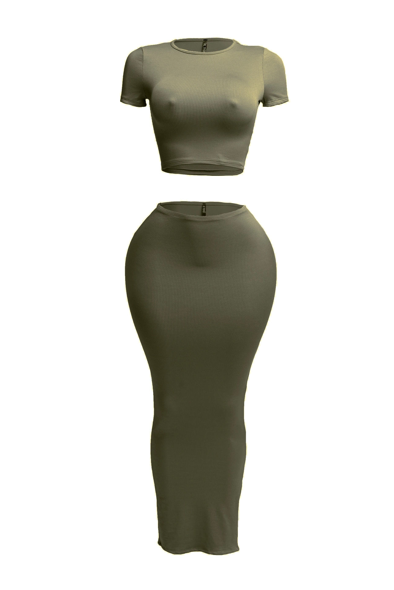 Plush Fashion Hub short sleeve crop top and long skirt set, stylish 2-piece outfit with matching top and skirt in a vibrant fabric.