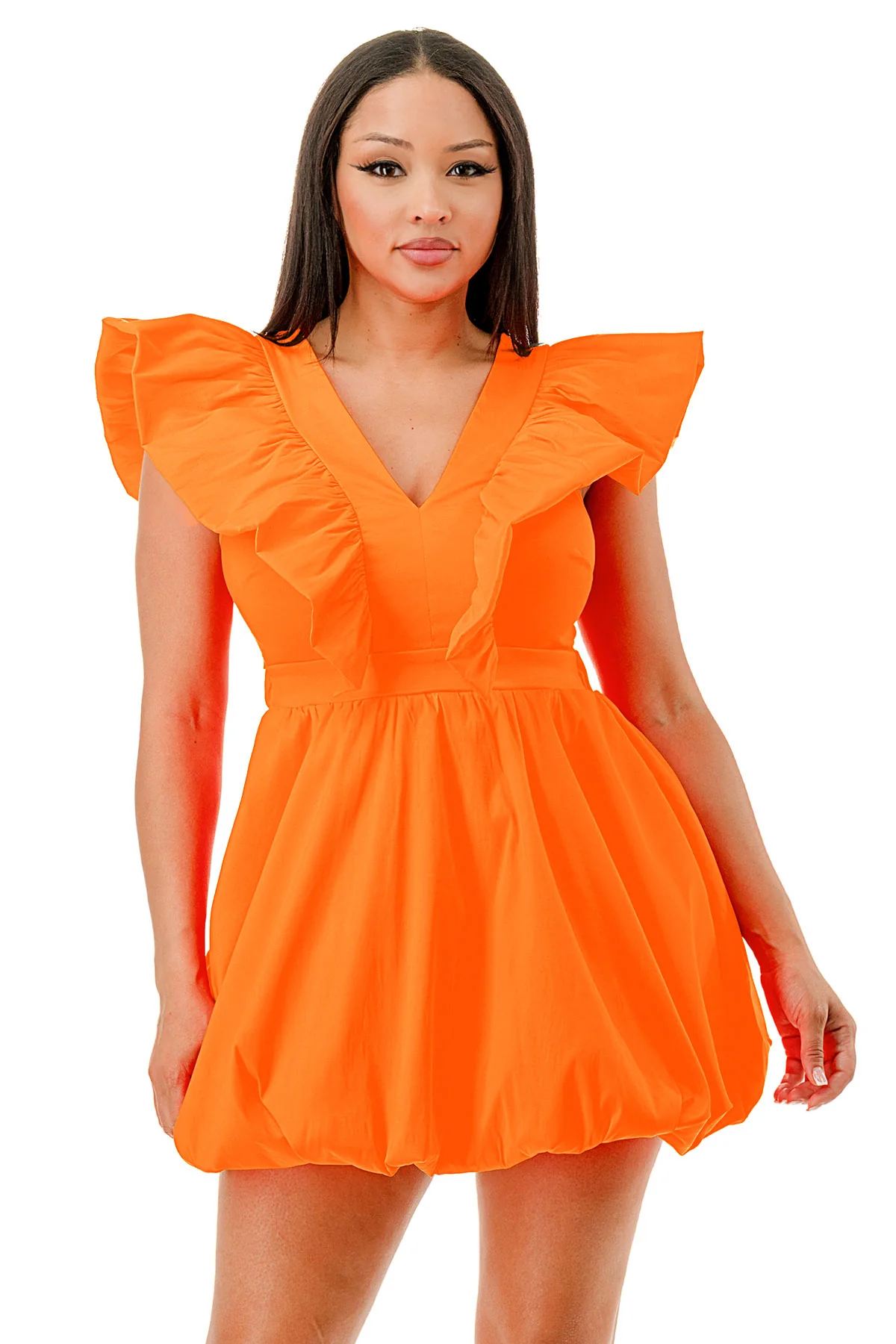 Plush Fashion Hub deep V-neck sleeveless dress in soft plush fabric, showcasing a stylish and elegant design.
