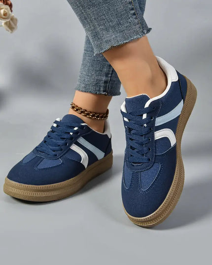 Lace Up Round Toe Contrast Sneakers - Plush Fashion Shop #