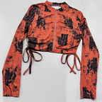 Ladies' fashion printed autumn winter casual wear pants set by FitiqueFit, featuring a scale pattern and comfortable fit for chilly days.