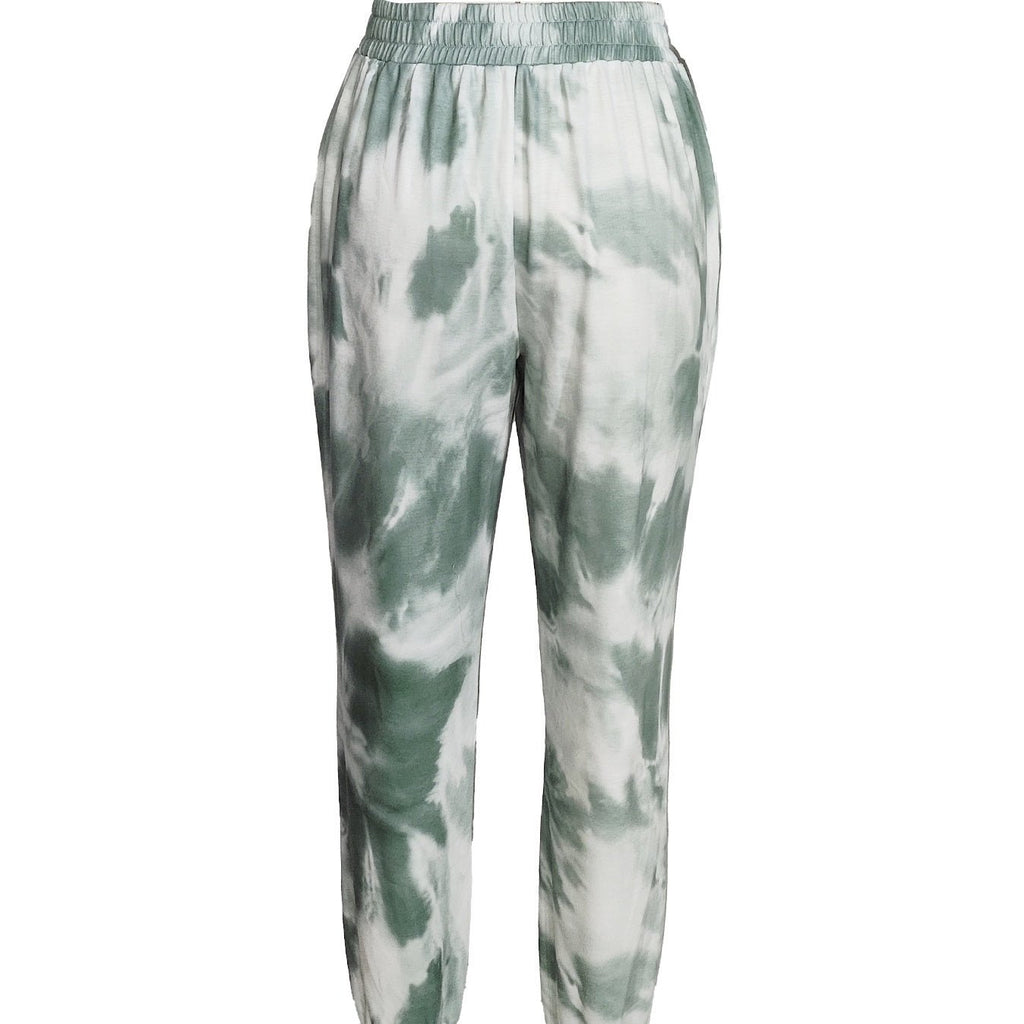 Ladies' tie-dye leisure pants by FitiqueFit featuring casual sporty style and vibrant, colorful tie-dye pattern.