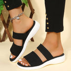 Large size LadyShow.Store fly woven mesh casual outdoor platform beach sandals with open toe and thick sole.
