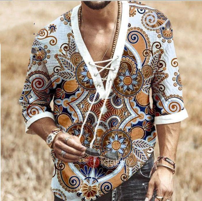 Loose-fit men's hot style casual shirt by FitiqueFit in large size, featuring a relaxed fit and trendy design.