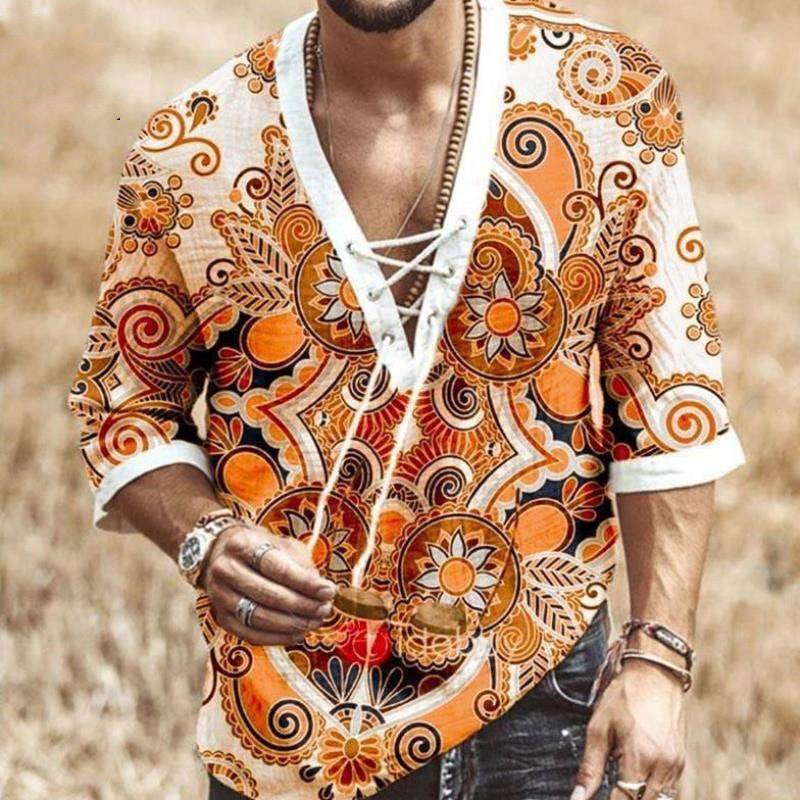 Loose fit men's casual shirt from FitiqueFit in large size, hot style design, featuring relaxed fit and casual fashion details.