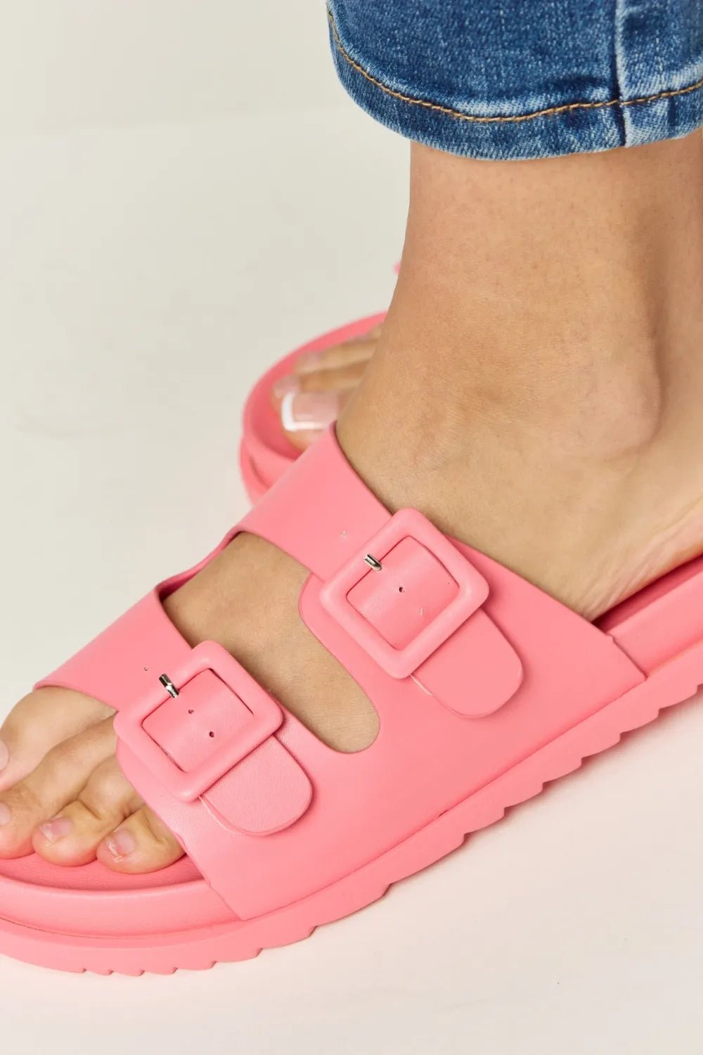 Legend Women's Double Buckle Open Toe Sandals from Plush Fashion Hub, showing comfortable summer footwear with stylish straps.