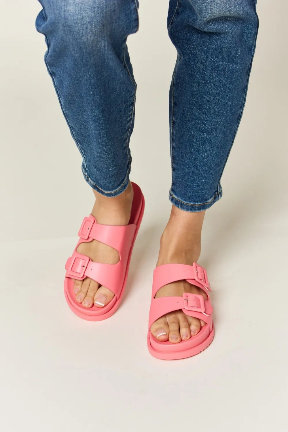 Legend Women's double buckle open toe sandals from Plush Fashion Hub, featuring comfortable summer footwear with stylish straps.