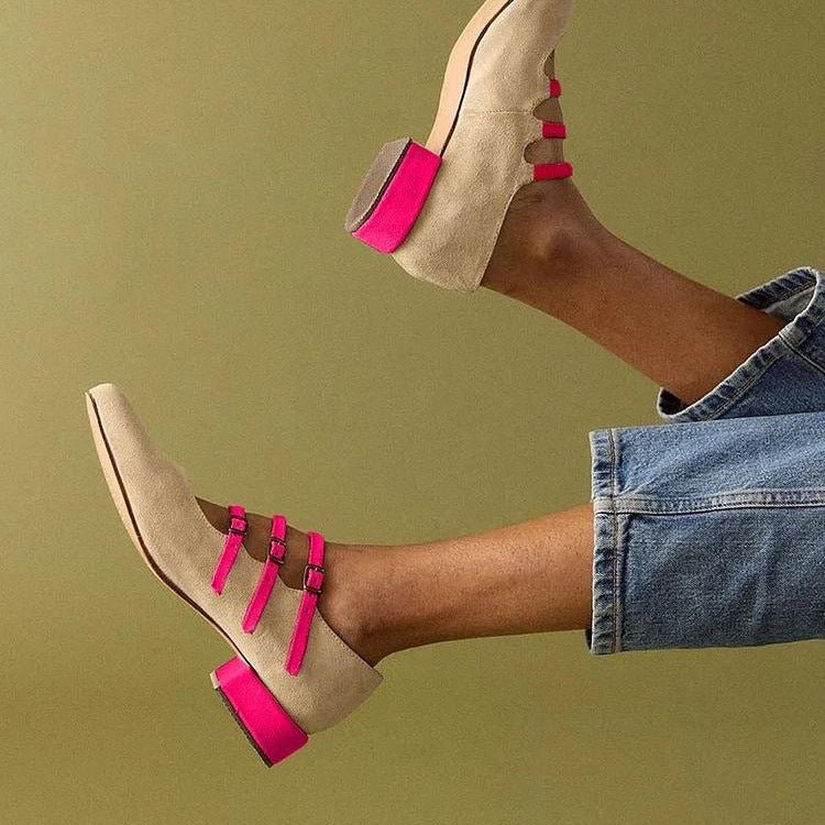 FitiqueFit leisure low heel women's shoes with three-breasted design and triple button details, casual footwear for everyday wear.
