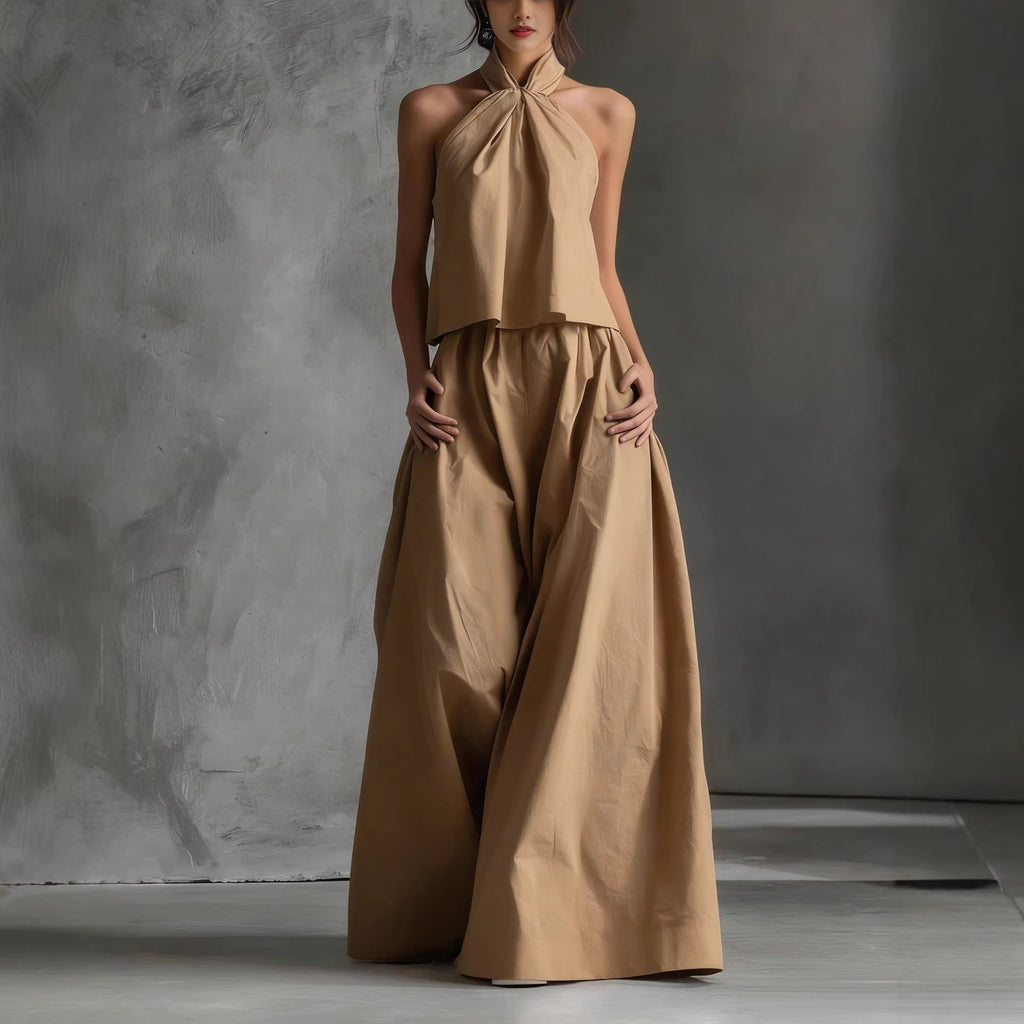 Casualwear two-piece set by FitiqueFit featuring a loose-fitting sleeveless top and wide-leg pants, ideal for relaxed style.