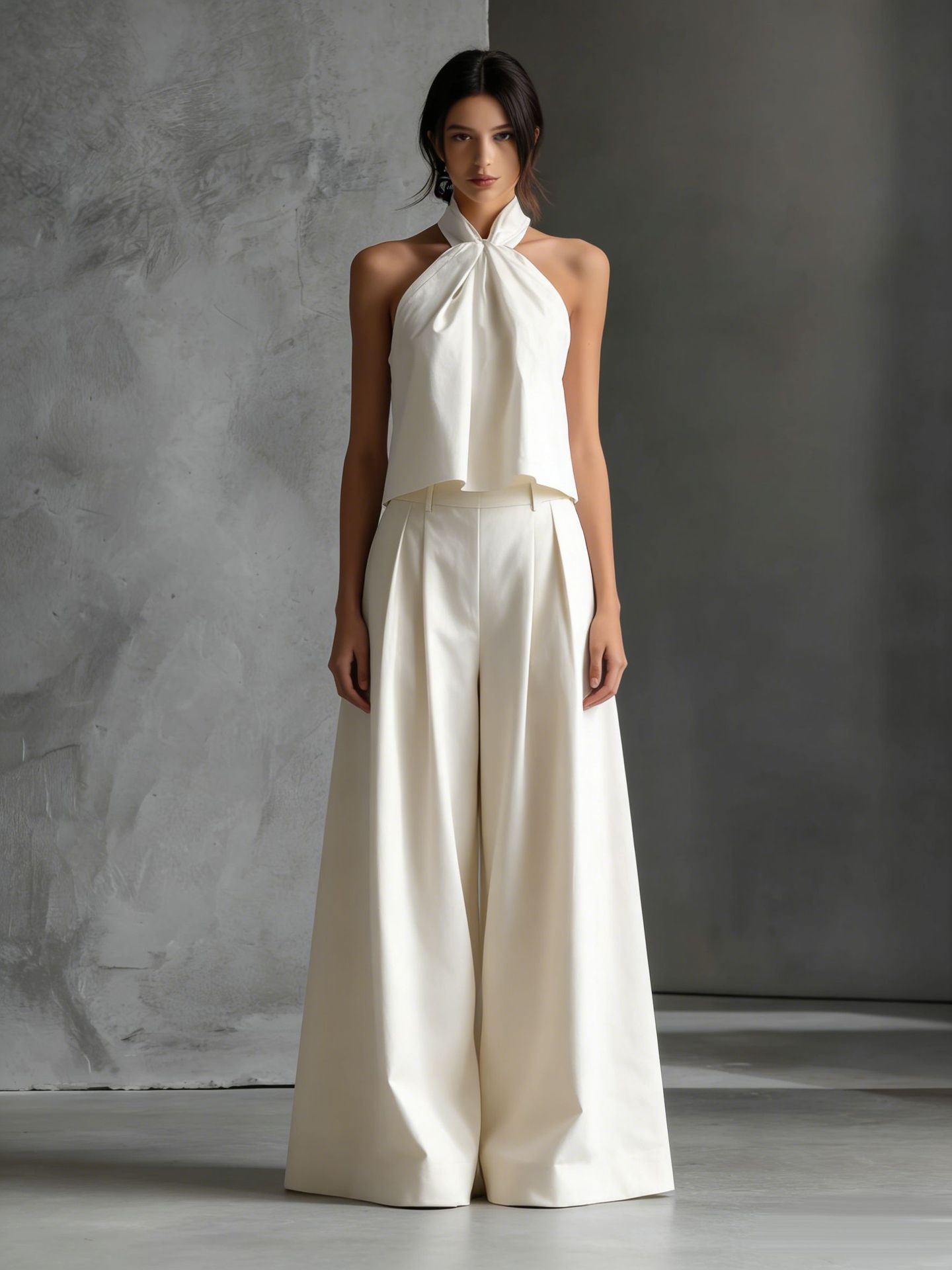 Casual FitiqueFit two-piece set with loose sleeveless top and wide-leg pants, perfect for relaxed, stylish wear.