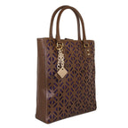 Chocolate luminous leather bag by LadyShow.Store, showcasing a stylish, soft leather design with a sleek shape and subtle shine.
