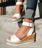 Women’s summer casual Korean style wedge peep-toe sandals with trendy design and comfortable heel from Trendy Attic Store01.