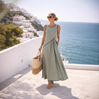 FitiqueFit Mediterranean contrast color vacation dress in multiple colors, casualwear with a relaxed fit, available in S–3XL.