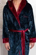 Men's plush hooded robe by Lotus Linen, featuring ultra-soft fabric and cozy design for comfortable everyday wear.