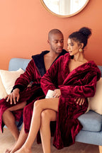 Men’s plush hooded robe by Lotus Linen, ultra-soft and comfortable, ideal for cozy everyday wear.