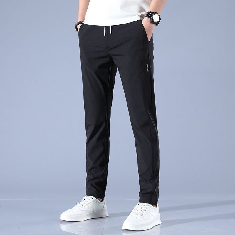 Men's Ice Silk Plus Size Straight-Leg Casual Pants by FitiqueFit, lightweight and comfortable for everyday wear.