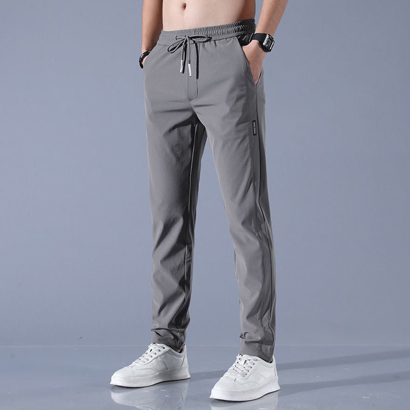Men's Ice Silk Plus Size Straight-Leg Casual Pants by FitiqueFit, lightweight and comfortable men's casualwear in a sleek style.