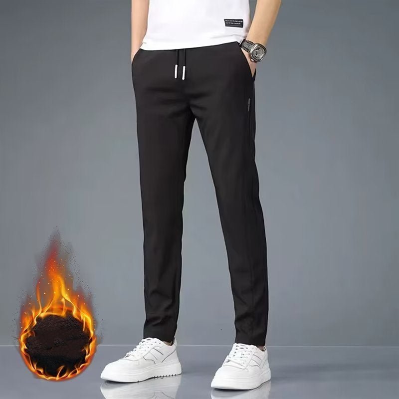 Men's Ice Silk Plus Size Straight-Leg Casual Pants by FitiqueFit, showcasing lightweight, comfortable fabric and a relaxed fit.