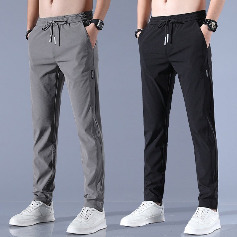 Men's Ice Silk Plus Size Straight-Leg Pants in casualwear style, featuring smooth fabric and relaxed fit from FitiqueFit.
