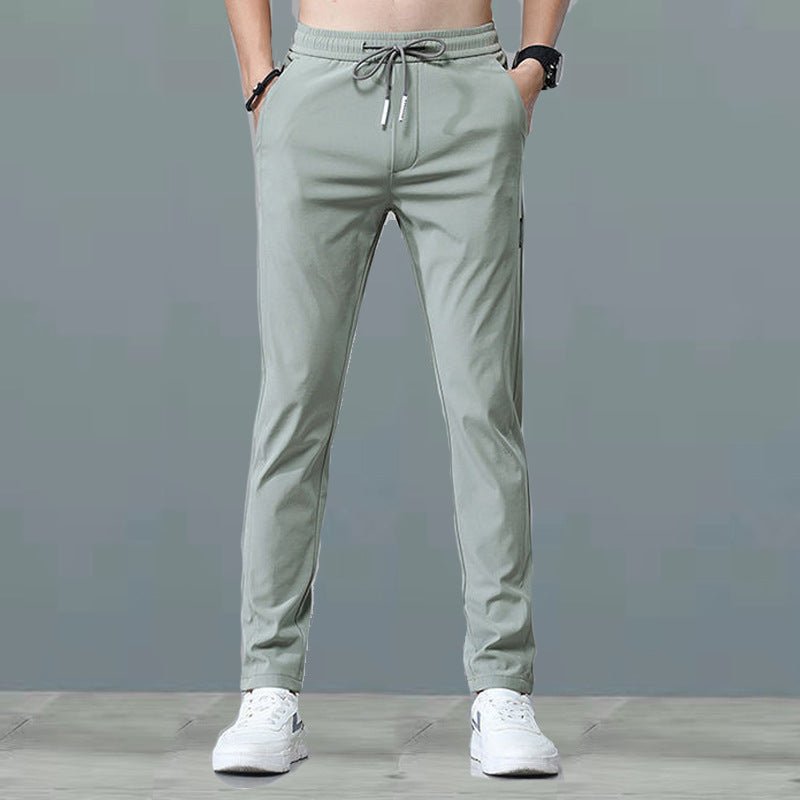 Men's Ice Silk Plus Size Straight-Leg Pants by FitiqueFit, casualwear, lightweight and comfortable with a relaxed fit for everyday wear.