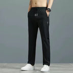 Men's Ice Silk Plus Size Straight-Leg Pants in casualwear, featuring smooth fabric and comfortable fit from FitiqueFit.