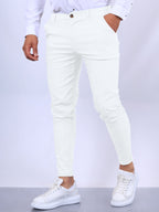 Men's slim fit button trousers by FitiqueFit, versatile casual and office wear in a classic style.