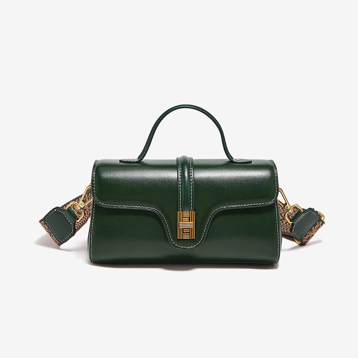 LadyShow Store Niche Original High Sense Retro Cambridge Messenger Bag with leather accents and adjustable strap, designed for easy carry.