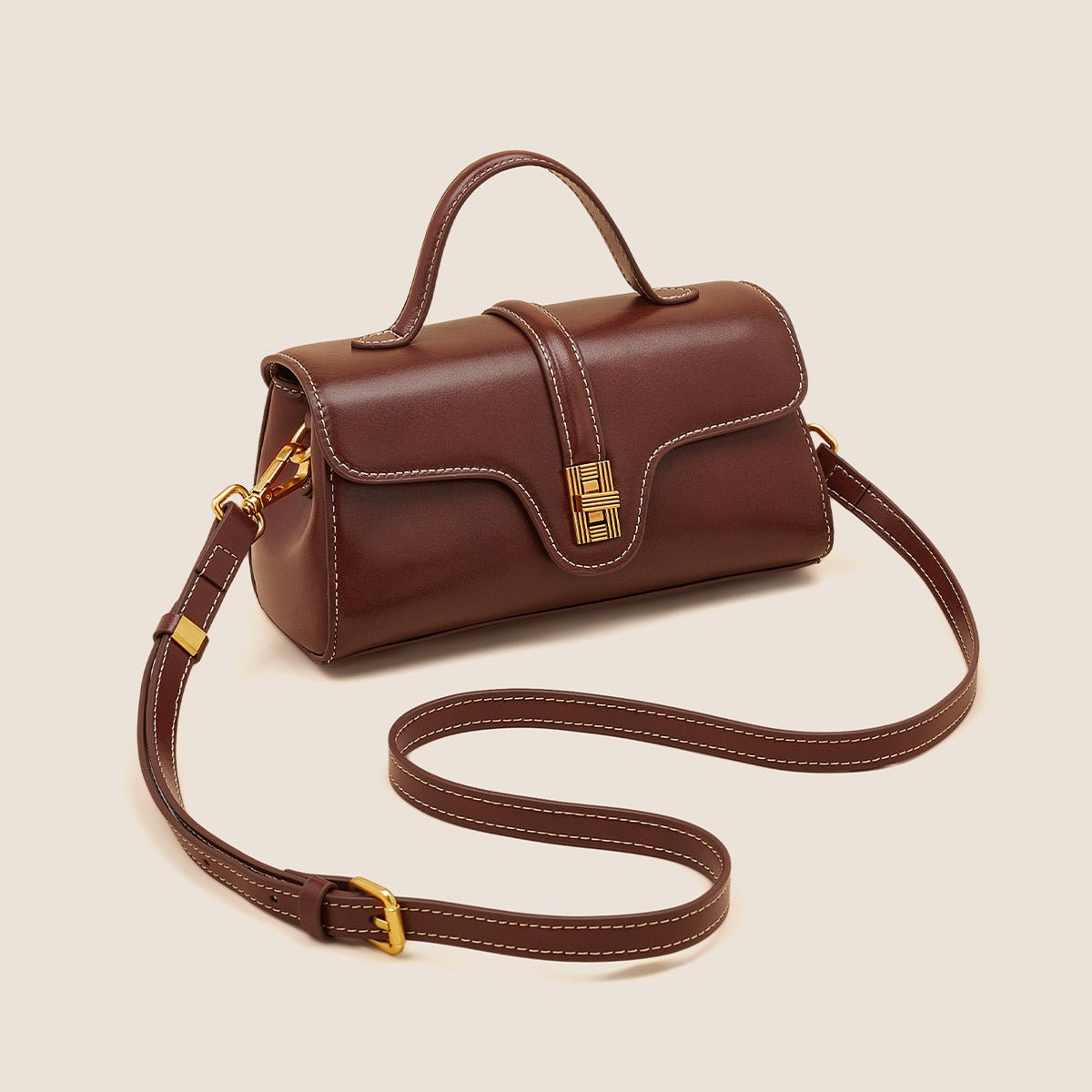 LadyShow.Store Niche Original High Sense Retro Cambridge Messenger Bag, stylish and compact with leather accents and adjustable strap.