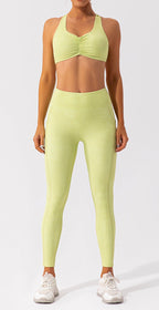 Nude Feel women's Pilates and yoga activewear set by FitiqueFit, featuring a comfortable, seamless nude-colored sports bra and leggings.