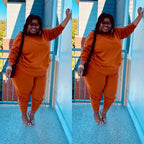 Plus size women's casual two-piece outfit from Trendy Attic Store01, featuring a comfortable top and matching pants.