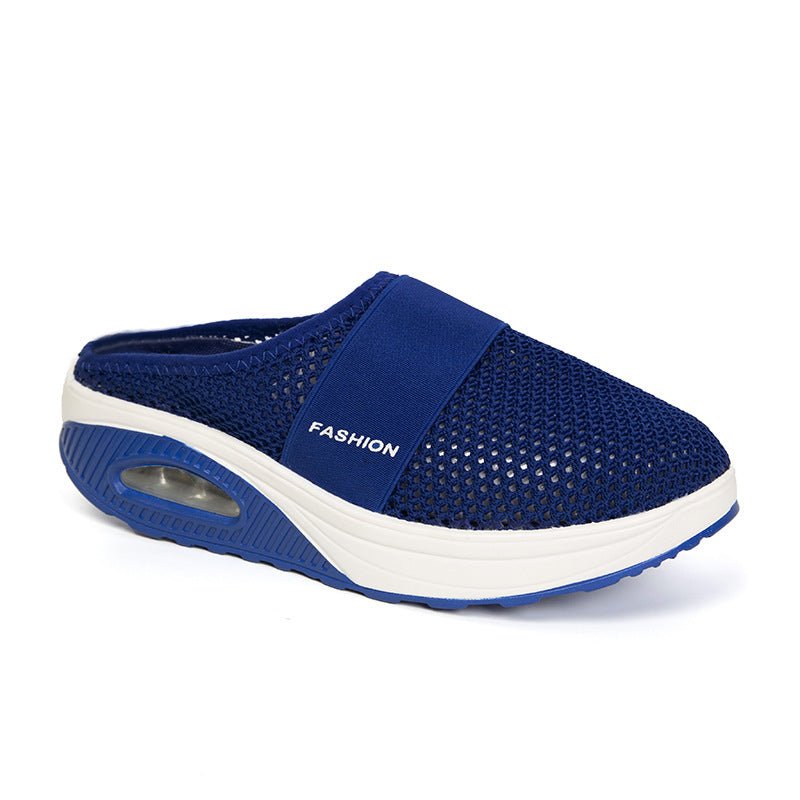 Plus size female lazy slippers with thick air cushion and half-trawling sole, designed for comfort and relaxed wear.