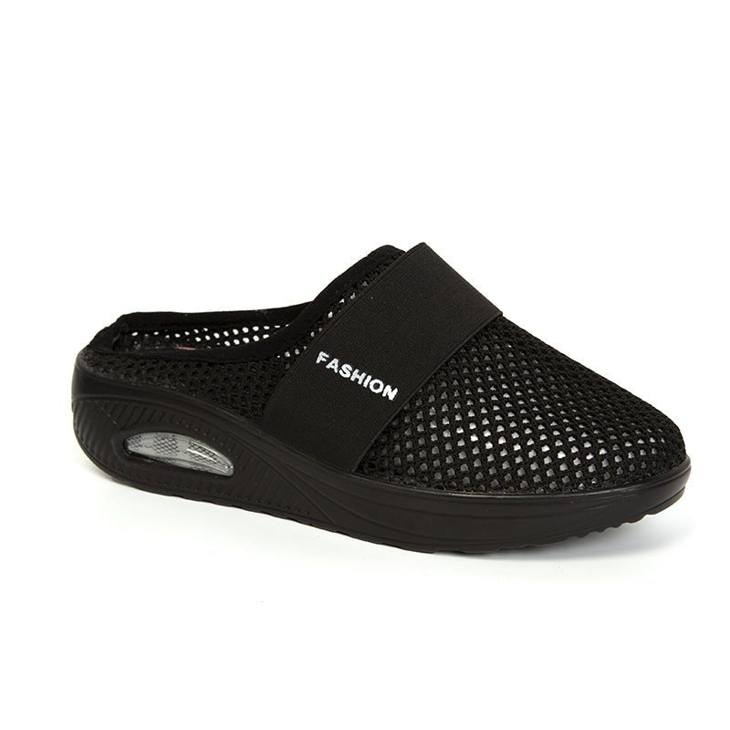 LadyShow.Store women's plus size lazy slippers with thick air-cushioned soles and one pedal design, ideal for comfortable indoor wear.