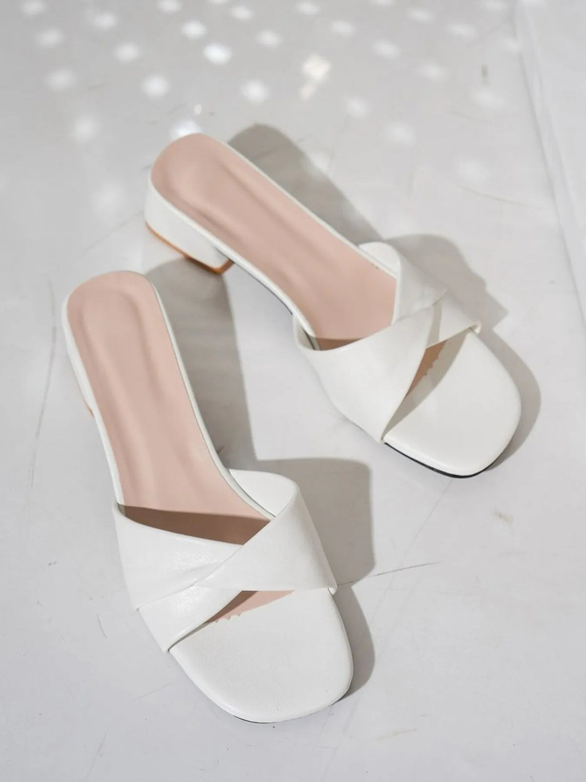 Women's open toe block heel sandals in faux leather, stylish and comfortable shoes by Plush Fashion Hub.