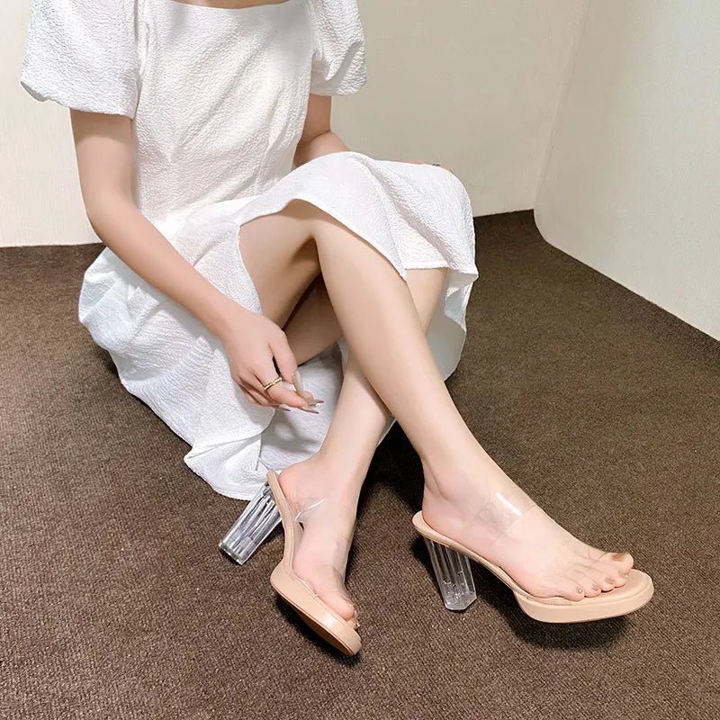 Women’s open-toe block heel sandals by Plush Fashion Hub, stylish and comfortable dress shoes with a modern design.