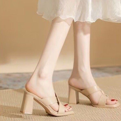 FitiqueFit open-toe chunky heel sandals with bold design, perfect for trendy summer footwear styling.