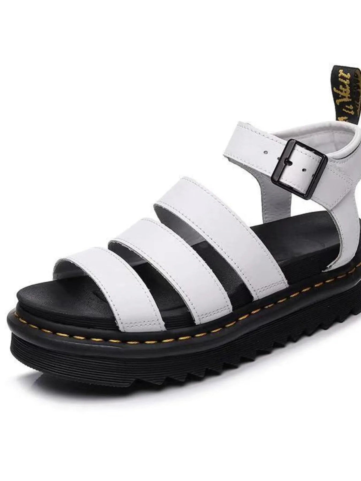 Women's faux leather open toe platform sandals by Plush Fashion Hub, showcasing stylish straps and chunky heel.
