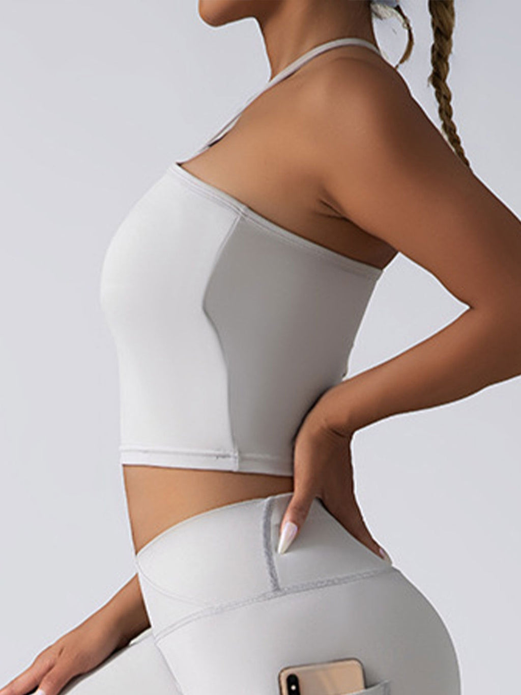 FitiqueFit padded crop top push-up sports bra, seamless and supportive gym tank for women, designed for activewear and workout comfort.