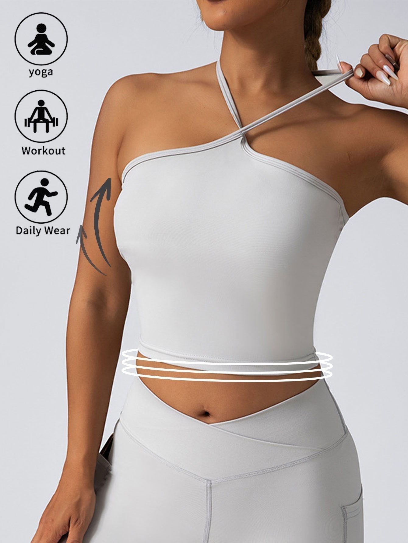 FitiqueFit padded crop top push-up sports bra, seamless supportive gym tank for women, designed for activewear and workout comfort.