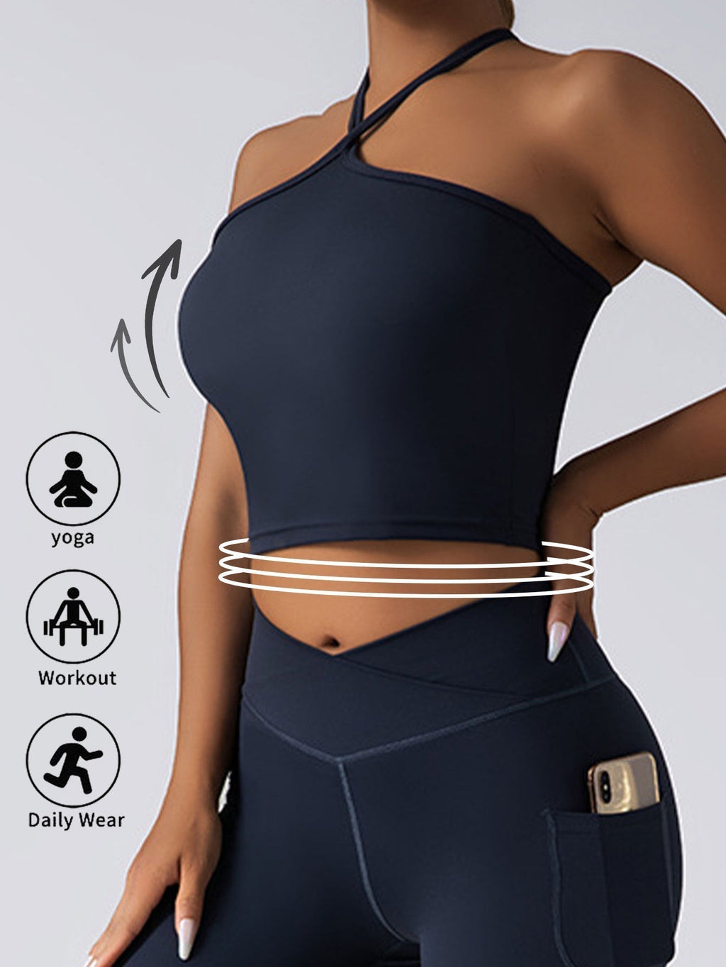 FitiqueFit padded crop top push-up sports bra, seamless supportive gym tank for women, activewear for comfort and workout support.