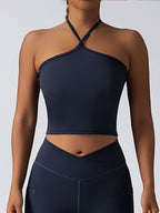 FitiqueFit padded crop top push-up sports bra, seamless supportive gym tank for women, ideal for activewear and workout comfort.