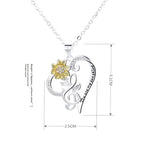 Pastoral-style two-color sunflower pendant necklace with heart charm, trendy clavicle chain, designed by LadyShow.Store.