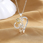 Pastoral-style two-tone sunflower pendant necklace with heart-shaped chain by LadyShow.Store, featuring a trendy heart clasp and floral design.