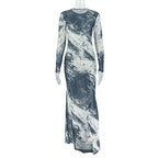 Personality Print women's temperament straight tube hip skirt, stylish dress with unique pattern and fitted silhouette.