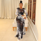 Women's personality print straight tube hip skirt, stylish and fitted, perfect for casual or semi-formal wear.