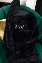 Women's ultra soft plush bathrobe by Lotus Linen, featuring a cozy, plush fabric and personalized embroidery for comfort and style.