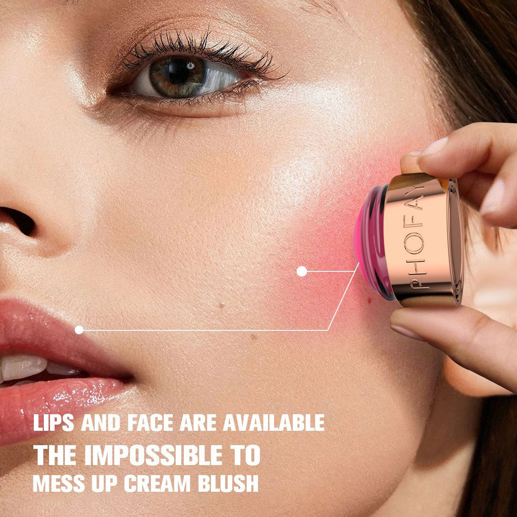 LadyShow.Store Phofay Mousse Blush Cream in shade 4, soft peachy pink formula in a compact container with a smooth, creamy texture.